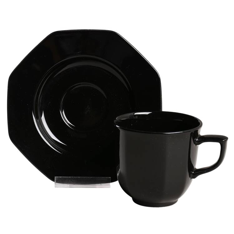 Color Spectrum Indigo Black Flat Cup & Saucer Set