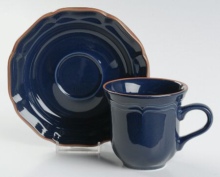 Countryside Blue Flat Cup & Saucer Set
