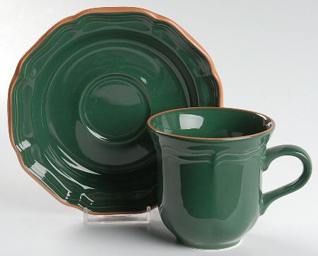 Countryside Green Flat Cup & Saucer Set