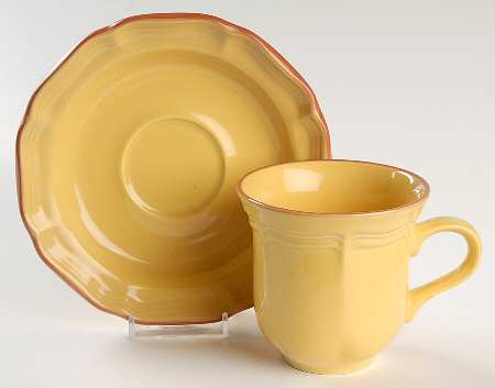 Countryside Yellow Flat Cup & Saucer Set