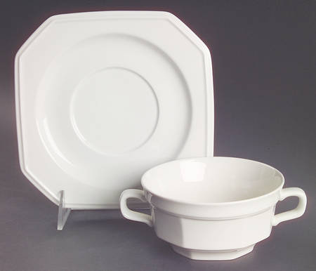 Continental White Flat Cream Soup Bowl & Saucer Set
