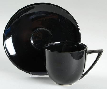 Crescent Black Flat Cup & Saucer Set