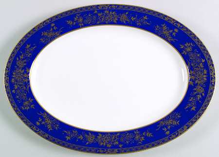 Crown Jewel Blue 15" Oval Serving Platter