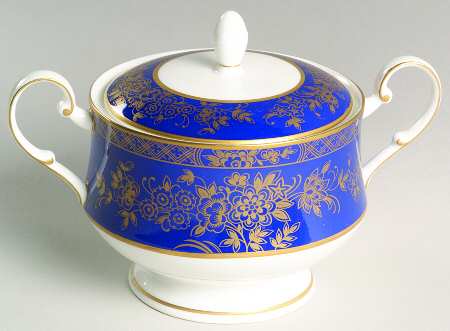 Crown Jewel Blue Sugar Bowl & Lid