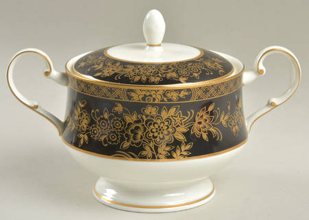 Crown Jewel Onyx Sugar Bowl & Lid