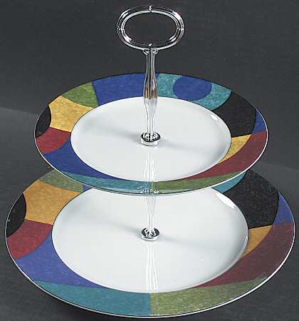 Currents 6 5/8"-10"  2 Tiered Serving Tray (Dp, Sp) HC