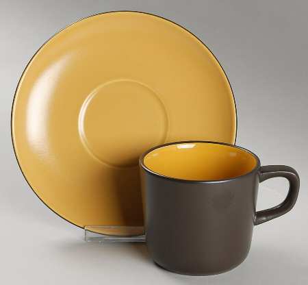 Curry Yellow Flat Cup & Saucer Set