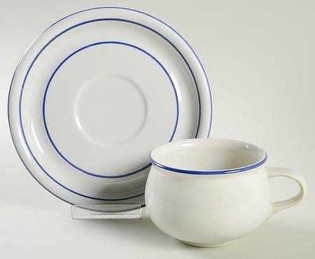 Danish Blue Flat Cup & Saucer Set