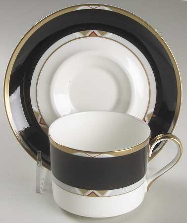 Deco Black Flat Cup & Saucer Set by Mikasa