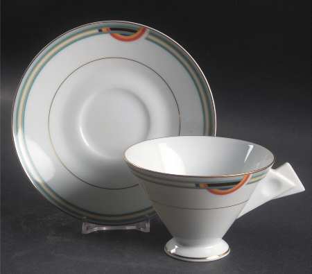 Deco Rainbow Footed Cup & Saucer Set