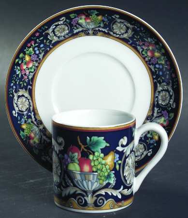 Della Robbia Blue Flat Demitasse Cup & Saucer Set