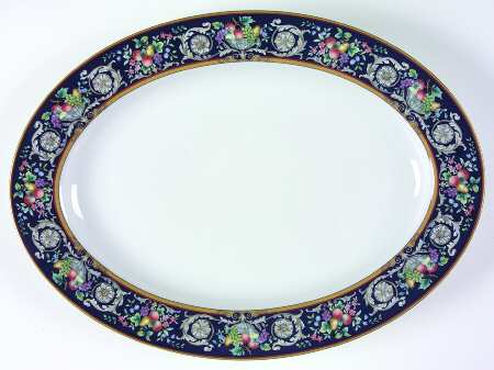 Della Robbia Blue 14" Oval Serving Platter