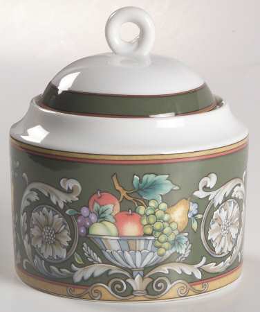 Della Robbia Green Sugar Bowl & Lid