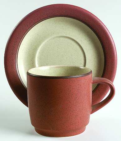 Deep Sienna Flat Cup & Saucer Set