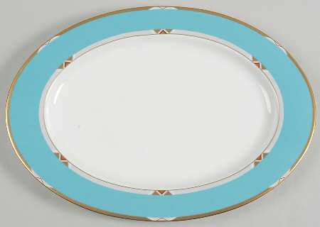 Deco Turquoise 15" Oval Serving Platter by Mikasa