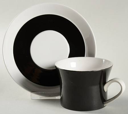 Duplex Black Flat Cup & Saucer Set