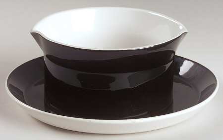 Duplex Black Gravy Boat & Underplate