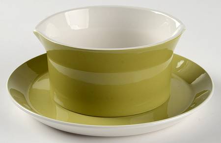 Duplex Green Gravy Boat & Underplate