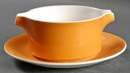 Duplex Orange Gravy Boat & Underplate