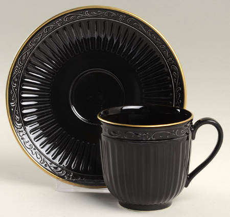 Ebony Gold Footed Cup & Saucer Set