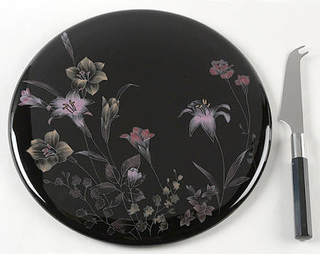 Ebony Meadow 2 Piece Cheese Dish and Knife Set