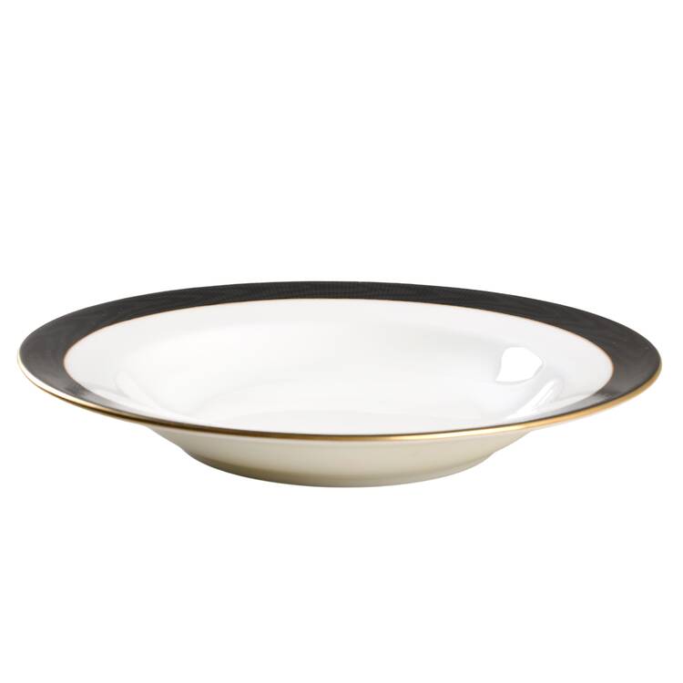 Ebony Moire Large Rim Soup Bowl