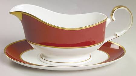 Egyptian Terra Cotta Gravy Boat & Underplate