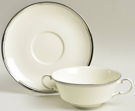 Elite Footed Cream Soup Bowl & Saucer Set