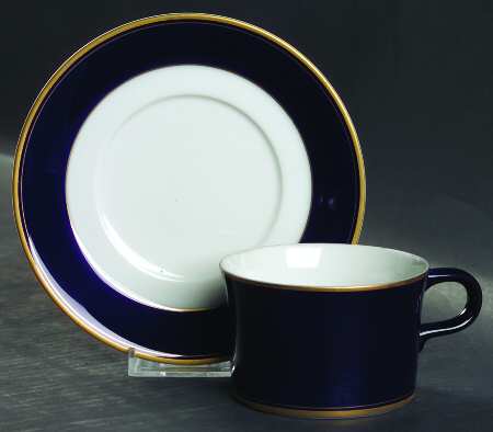 Empire Blue Flat Cup & Saucer Set