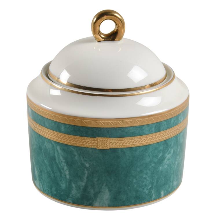 Emerald Florentine Sugar Bowl & Lid