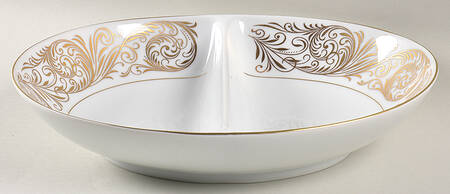 Empire Gold 10" Oval Divided Vegetable Bowl