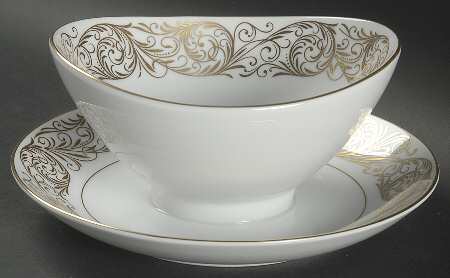 Empire Gold Gravy Boat with Attached Underplate