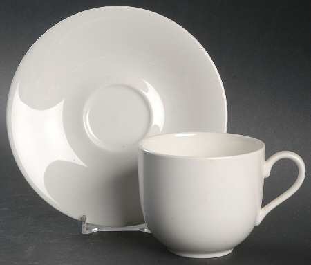 Embassy White Flat Cup & Saucer Set