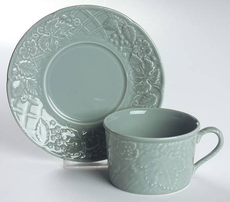 English Countryside Celadon Flat Cup & Saucer Set