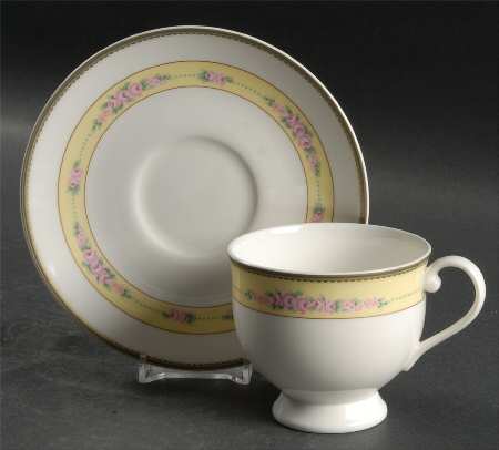 English Chintz Footed Cup & Saucer Set