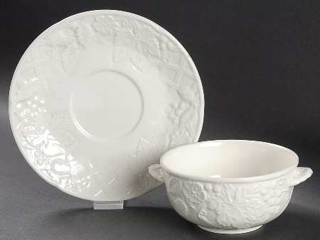 English Countryside White Flat Cream Soup Bowl & Saucer Set