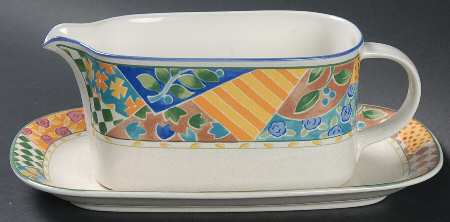 English Quilt Gravy Boat & Underplate (Relish/Butter)