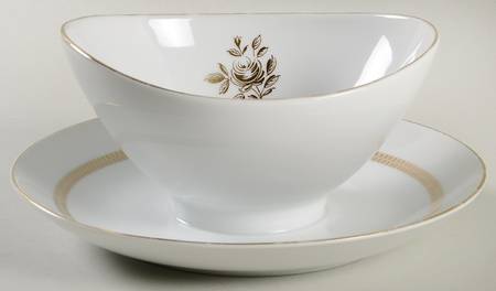 Enchanting Rose Gravy Boat with Attached Underplate