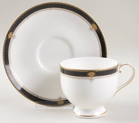 Fanfare Black Footed Cup & Saucer Set