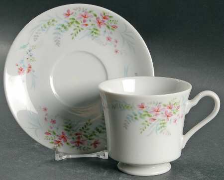 Fern Rose Footed Cup & Saucer Set by Mikasa
