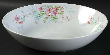 Fern Rose 9" Round Vegetable Bowl