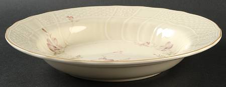 Fern Rose Large Rim Soup Bowl
