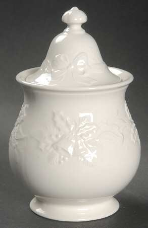 Festive White Sugar Bowl & Lid