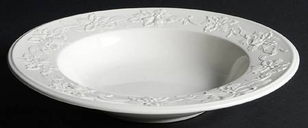 Festive White Large Rim Soup Bowl