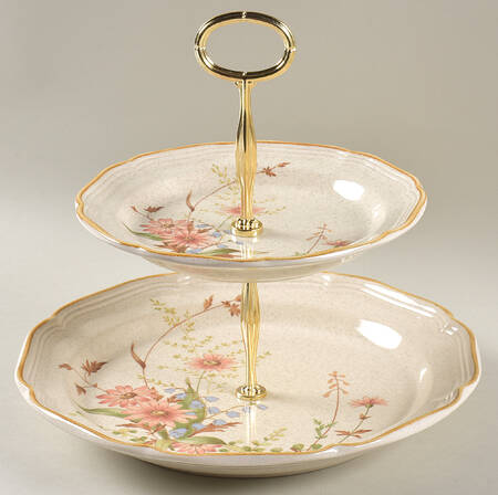 Field Bouquet 6 5/8"-10"  2 Tiered Serving Tray (Dp, Sp) HC