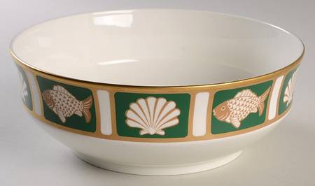 Fish and Shell Green (Narumi) 9" Round Vegetable Bowl