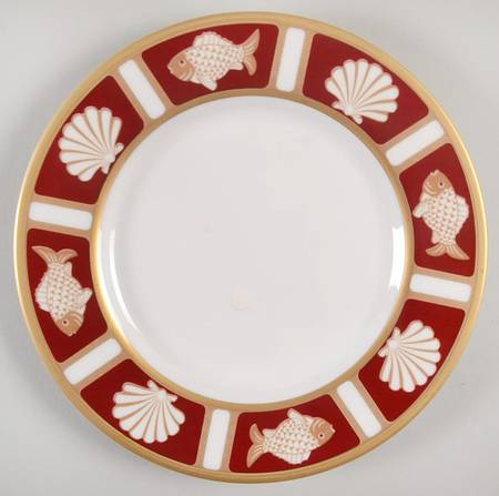 Fish and Shell Persian Red Bread & Butter Plate