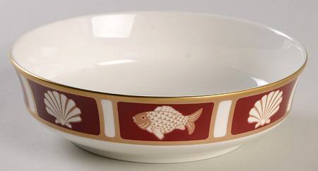 Fish and Shell Persian Red Coupe Soup Bowl