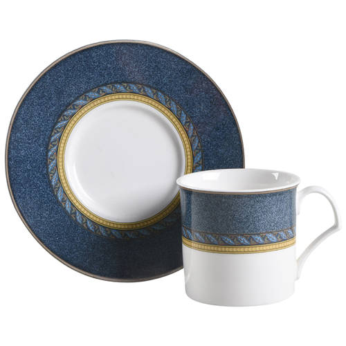 Florentine Blue Flat Cup & Saucer Set