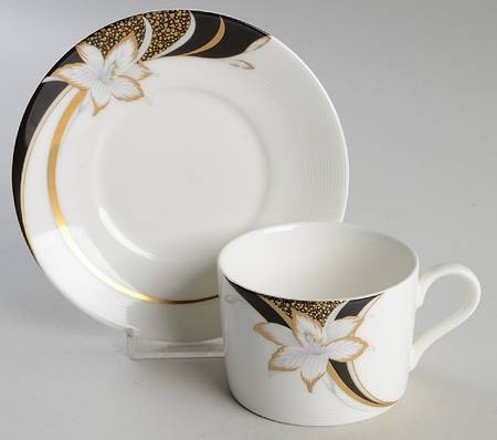 Fleur De Lis Flat Cup & Saucer Set